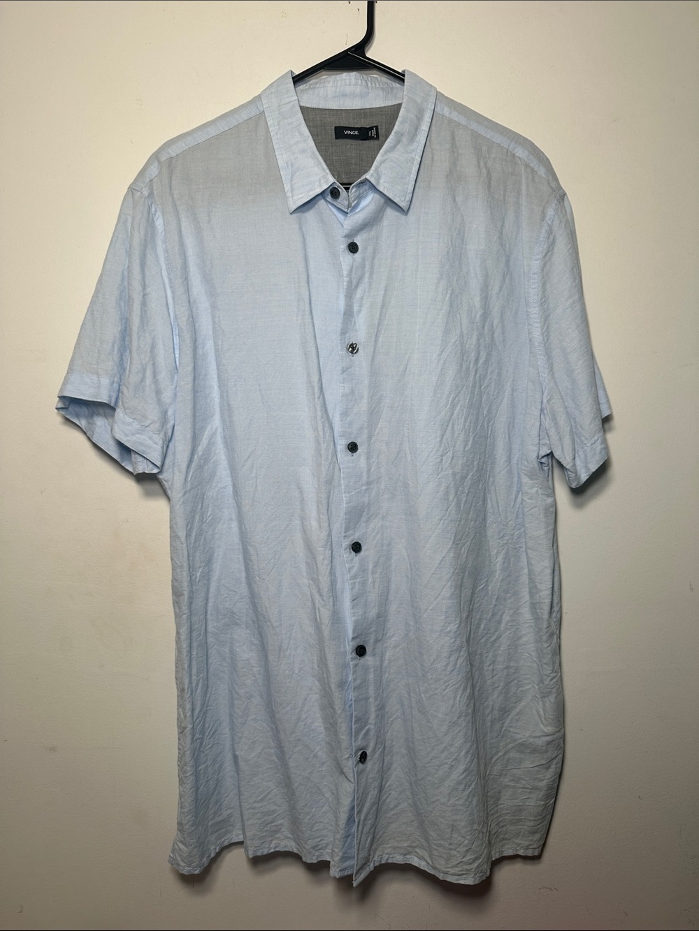 Vince Light Blue Linen Blend Short Sleeve Button Up Shirt Men’s XXL Resort - Picture 4 of 14